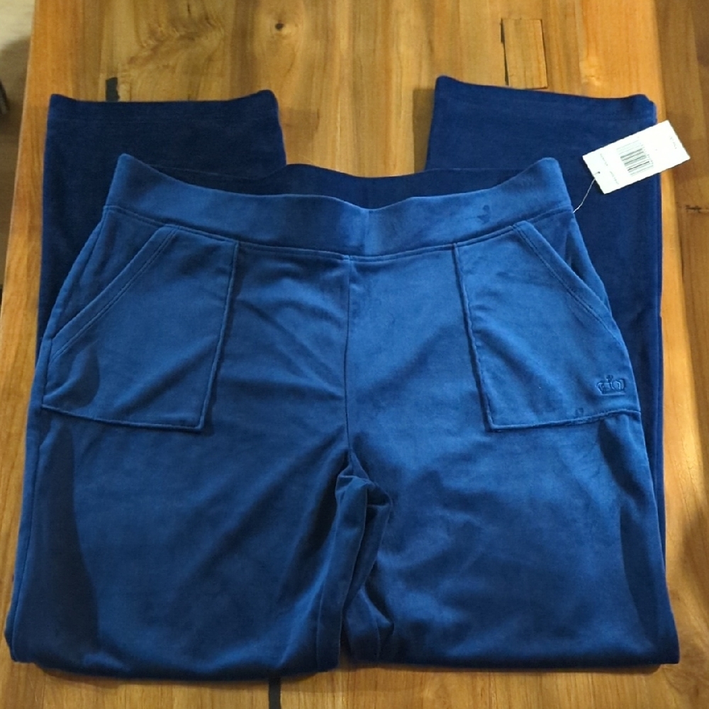 Blue Velour Track Pants